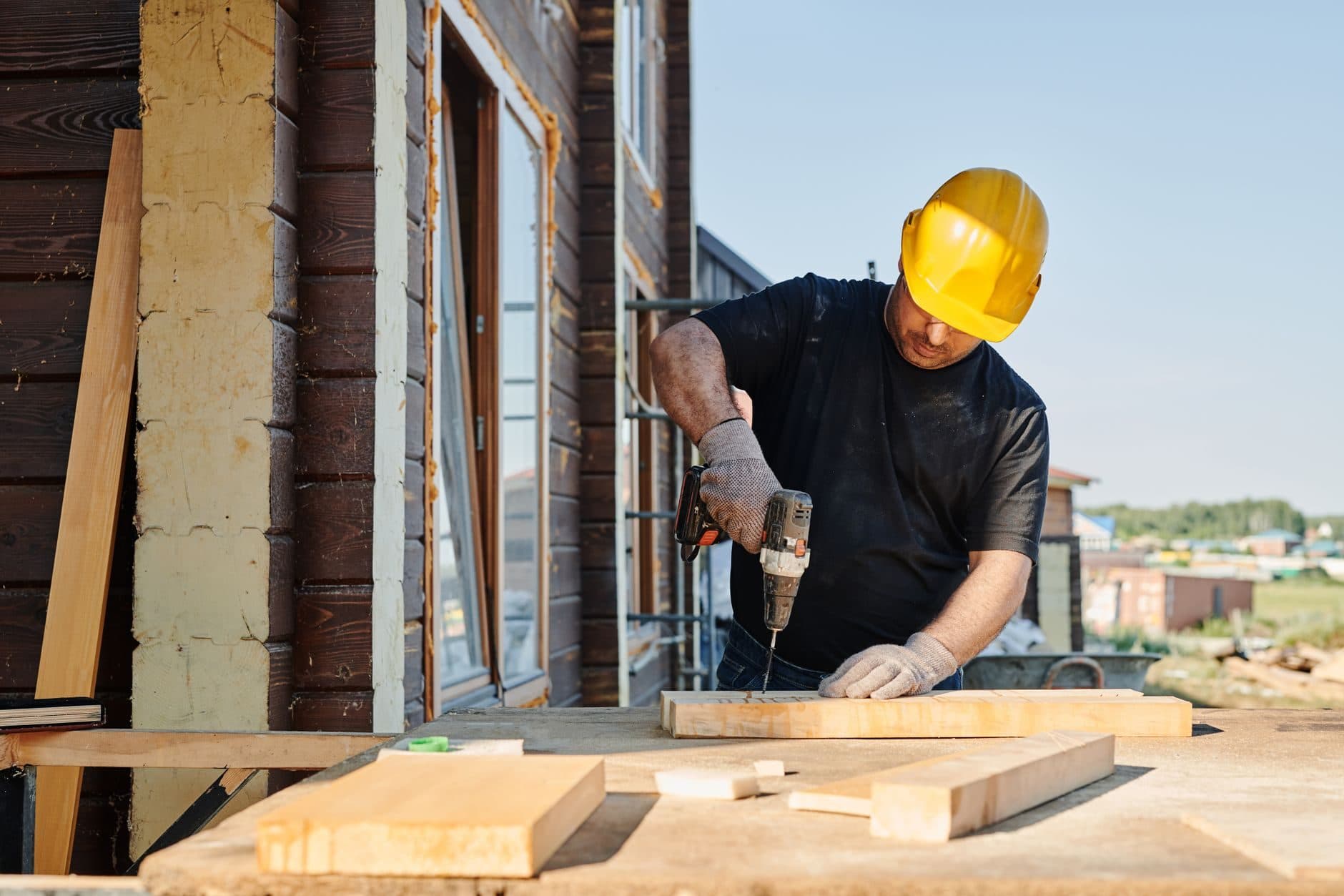Working on a house exterior